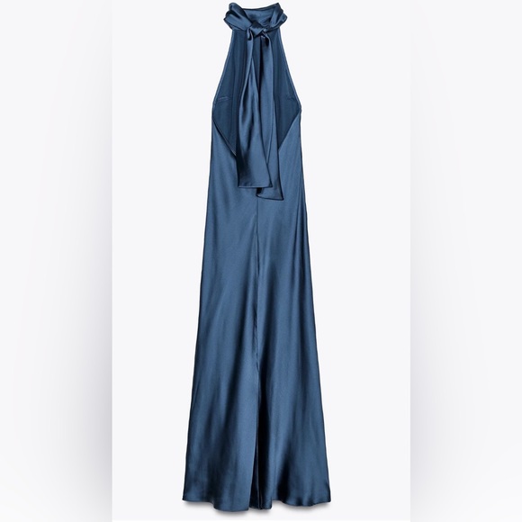 Zara Satin Halter Long Dress - Picture 2 of 8